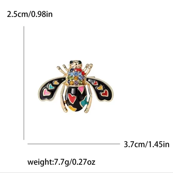 Multicolor Heart Bug Brooch - Picture 2 of 6